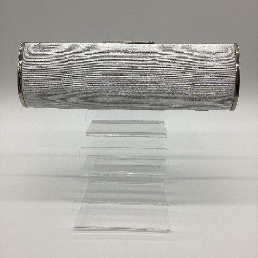2148. Elegant Silver & Diamond Cylinder Clutch NWOT - Picture 2 of 5